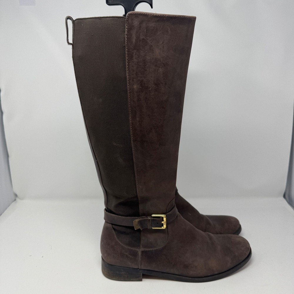 Lauren Ralph Lauren Barnehurst Brown Leather Riding Boots Womens 10B Buckle Zip